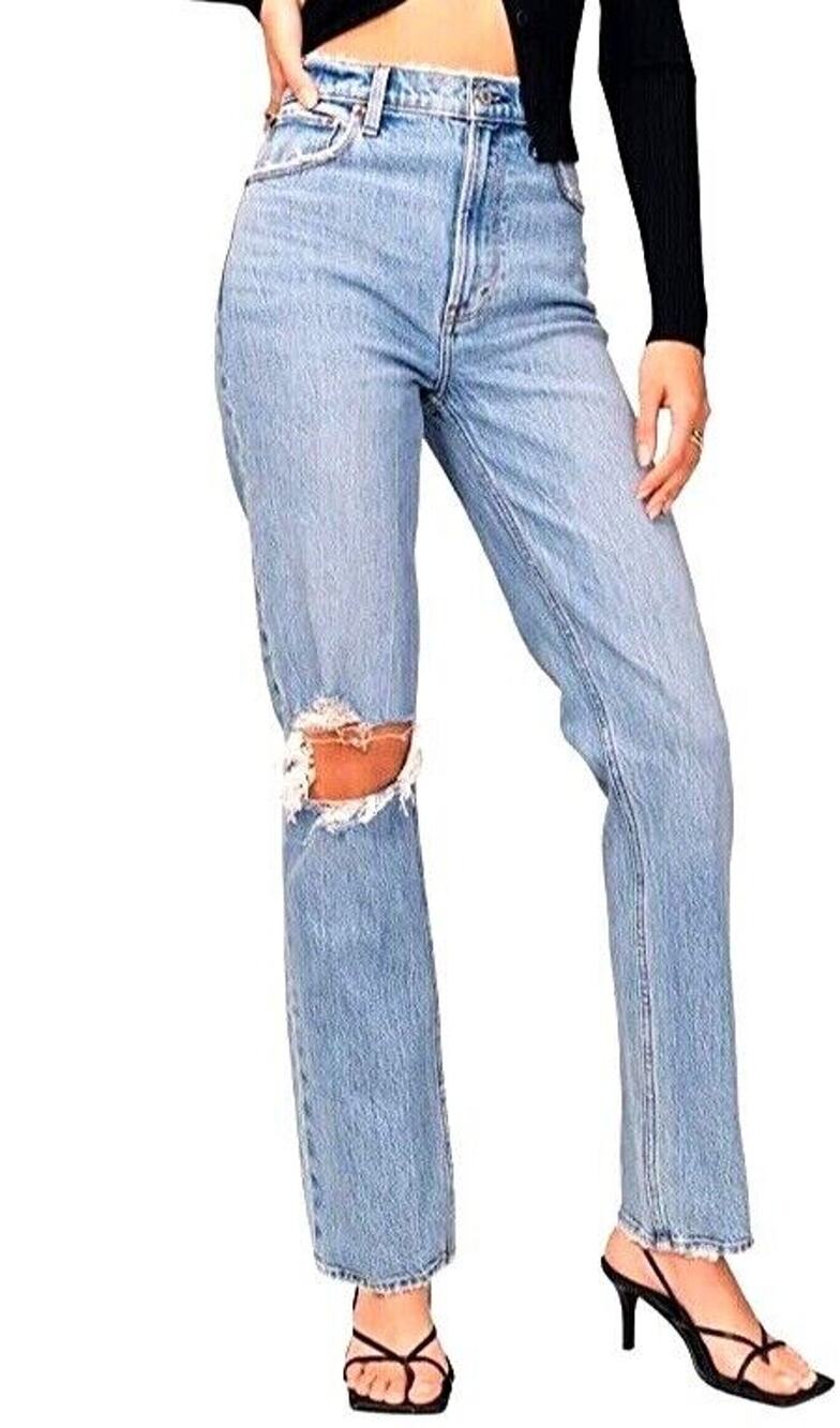 Abercrombie Fitch Jeans Womens 27/4S 90s Straight Curve High Rise Grunge Thrash